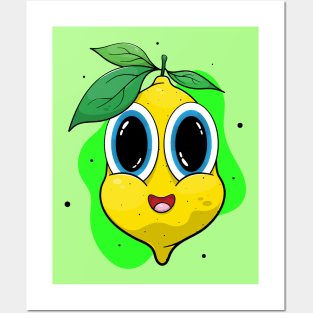 Happy kawaii lemon. Posters and Art